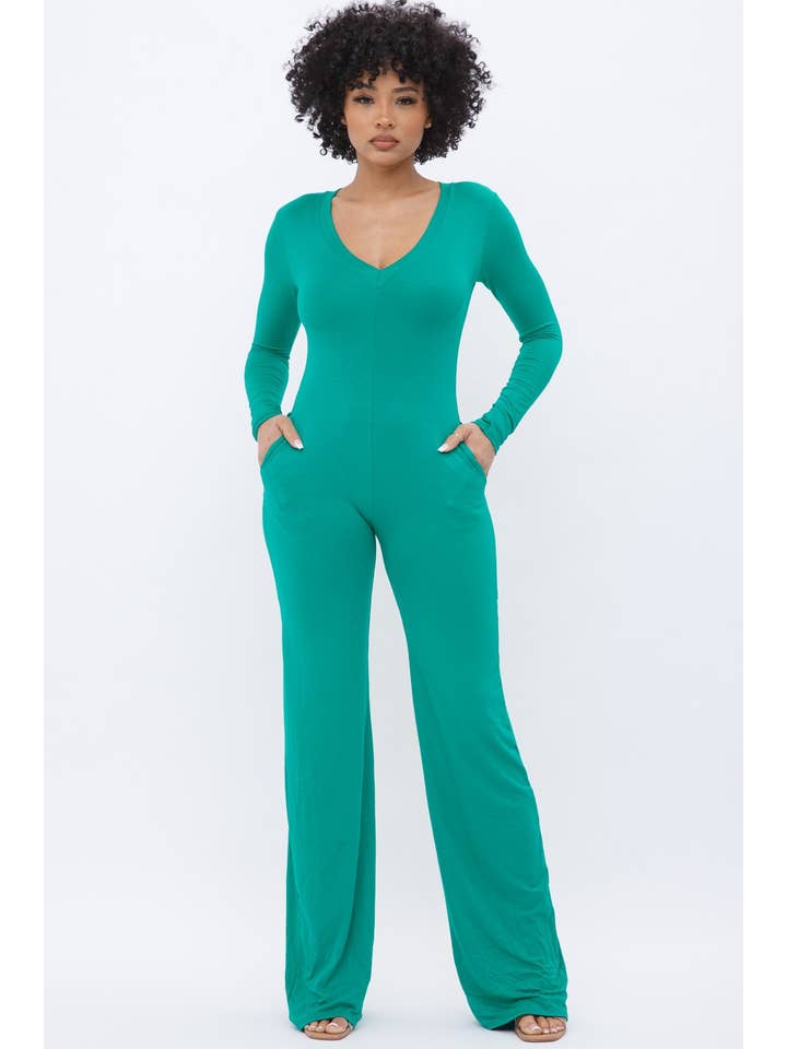 Boswell - Wholesale Jumpsuit - Women's - Bellbottom Jumpsuit With Side Pockets