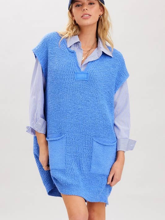 Tunic Patch Pockets Vest Sweater for wholesale by ILLA ILLA