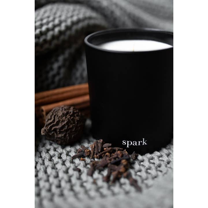 Spark Candles - Wholesale Jar/Filled Candle - Spark Candles - 10oz Matte Black Glass Soy Candle + Gift Box7