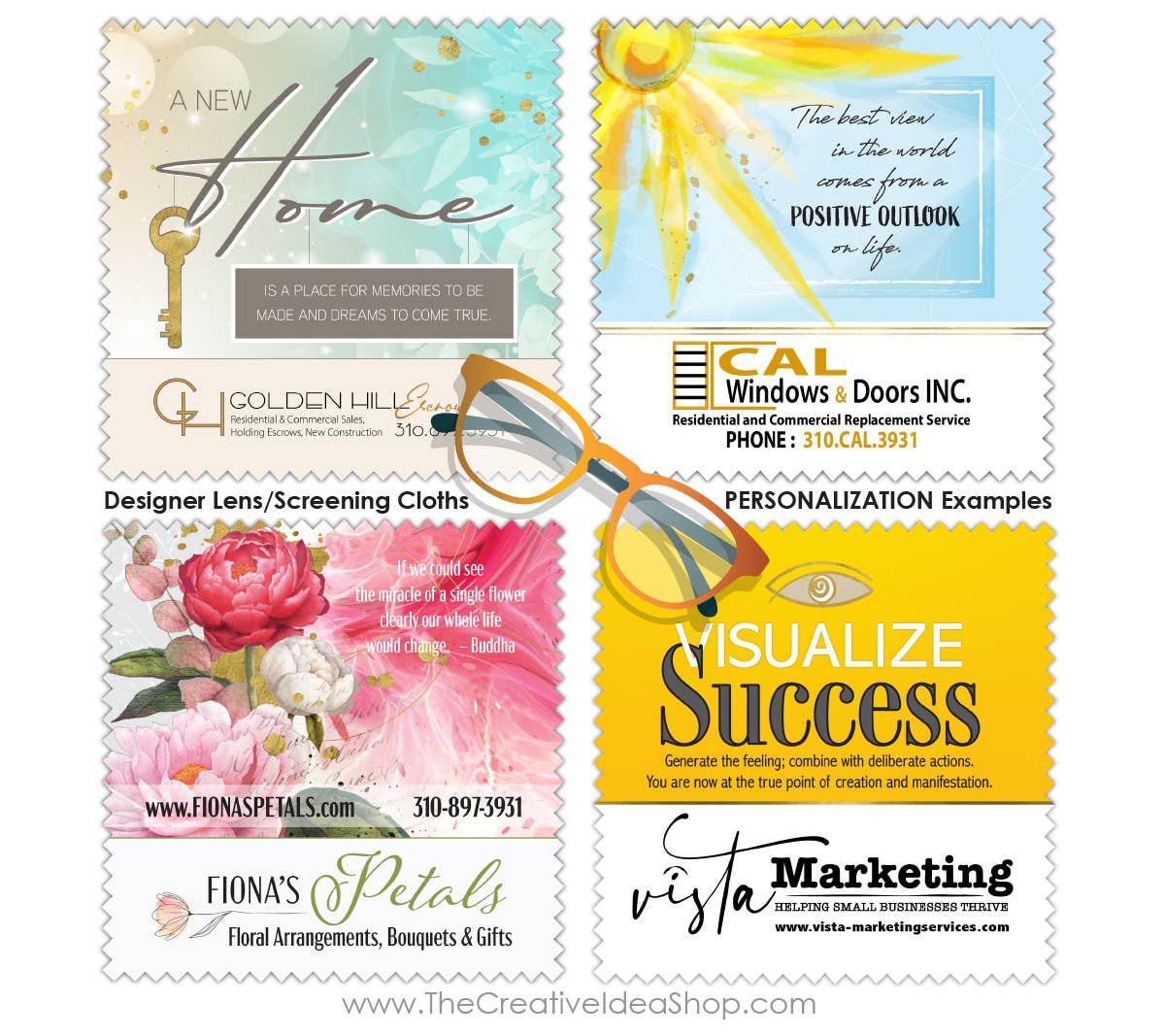 The Creative Idea Shop - Wholesale Cleaning Cloth - CUSTOM PRINTED DESIGNER MARKETING GLASS CLEANING CLOTH #112