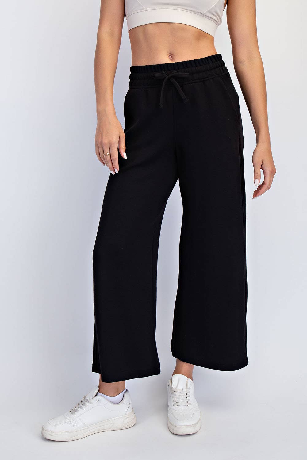 Peace Love Line - Wholesale Pants - Women's - PL9595 - MODAL SCUBA CROPPED WIDE PANT0