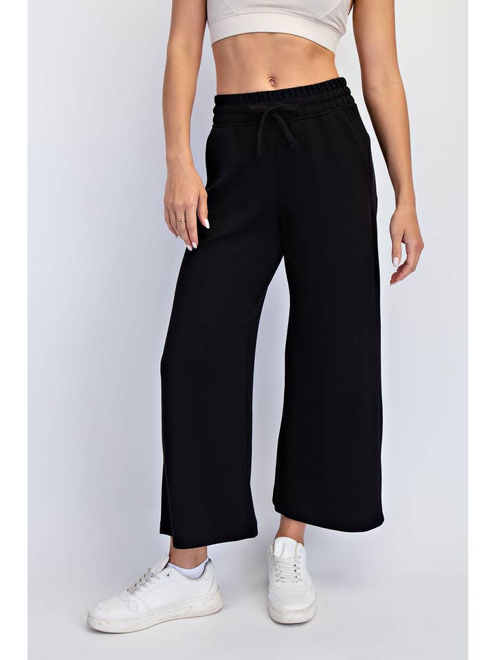 Peace Love Line - Wholesale Pants - Women's - PL9595 - MODAL SCUBA CROPPED WIDE PANT