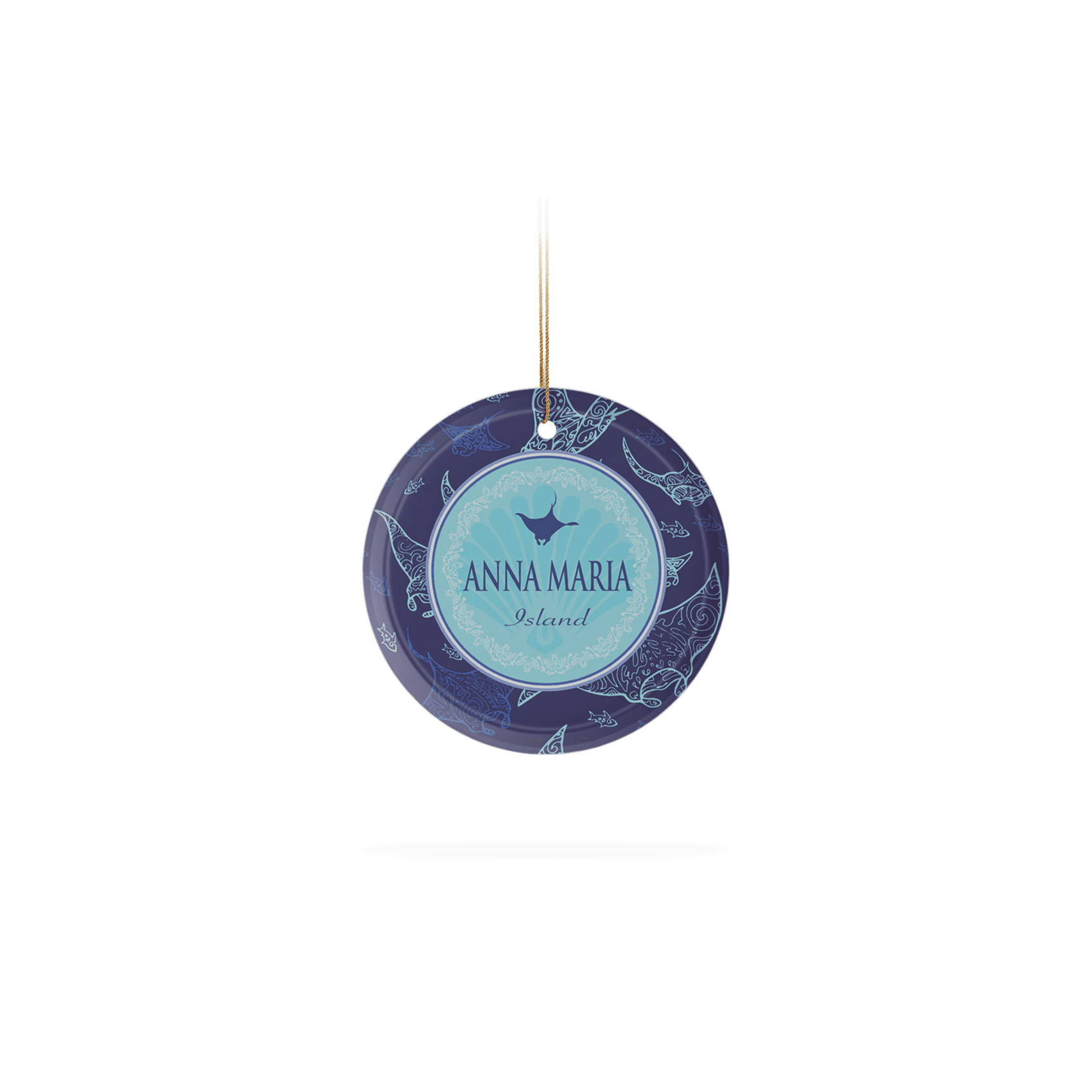 Matrix - Wholesale Ornament - Customizable Frosted Glass Ornament 2" x 3" : Navy Manta Ra0