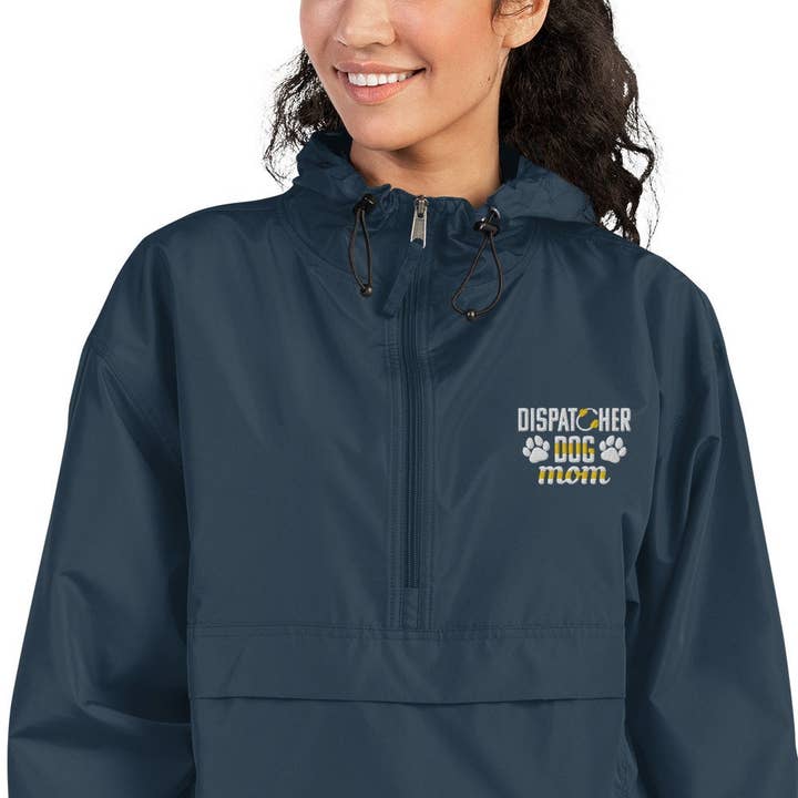 Dispatcher Dog Mom Embroidered Rain Jacket for wholesale by BreakOut Outfitters