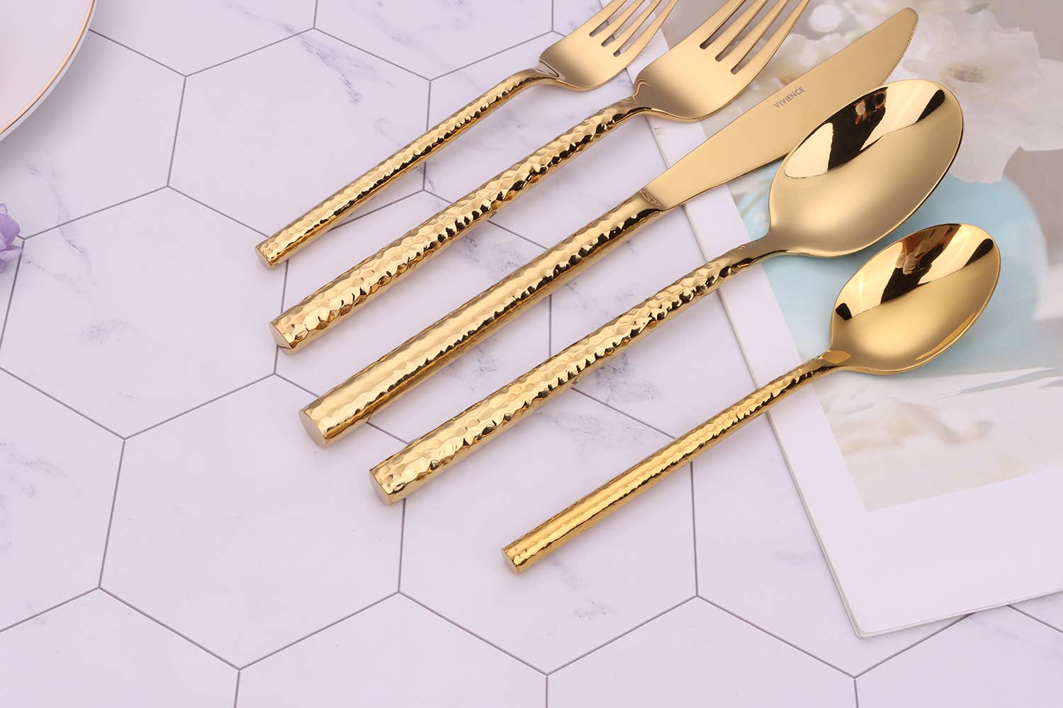 VIVIENCE - Venta al por mayor Conjunto de cubiertos - Juego de cubiertos Pexo de 20 piezas en acabado dorado para 4 personas9