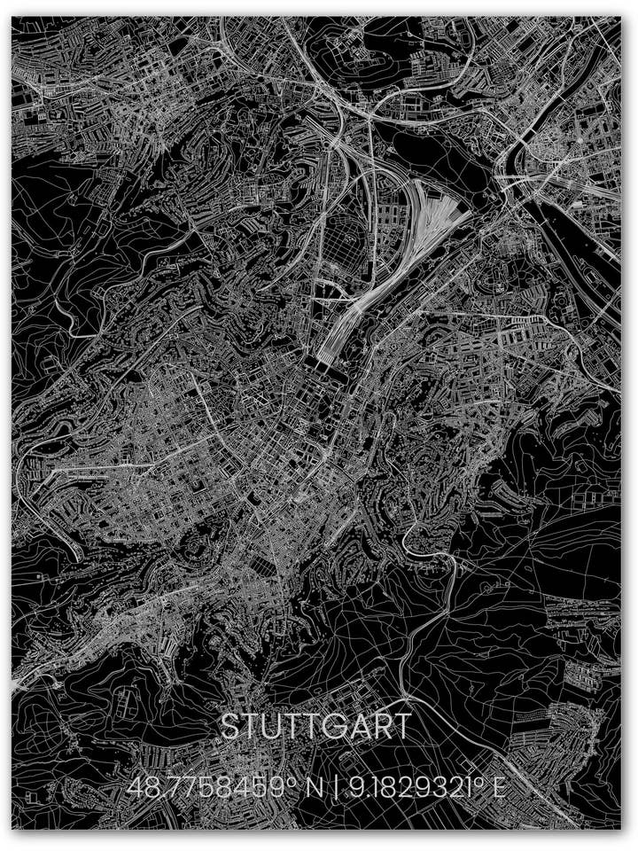Plan de la ville en métal Stuttgart pour la vente par Brandthout.
