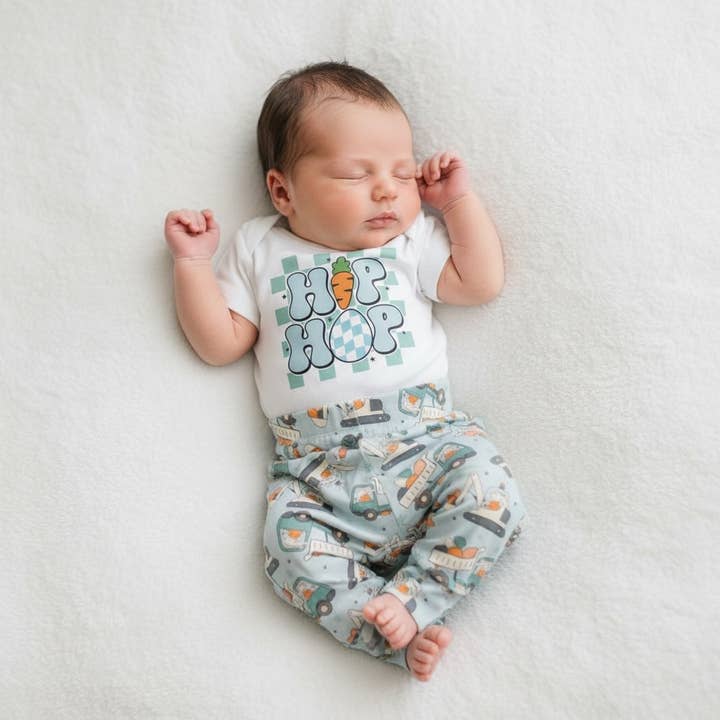 Construction Bunny Easter Joggers for wholesale by Tiny toes Baby Co