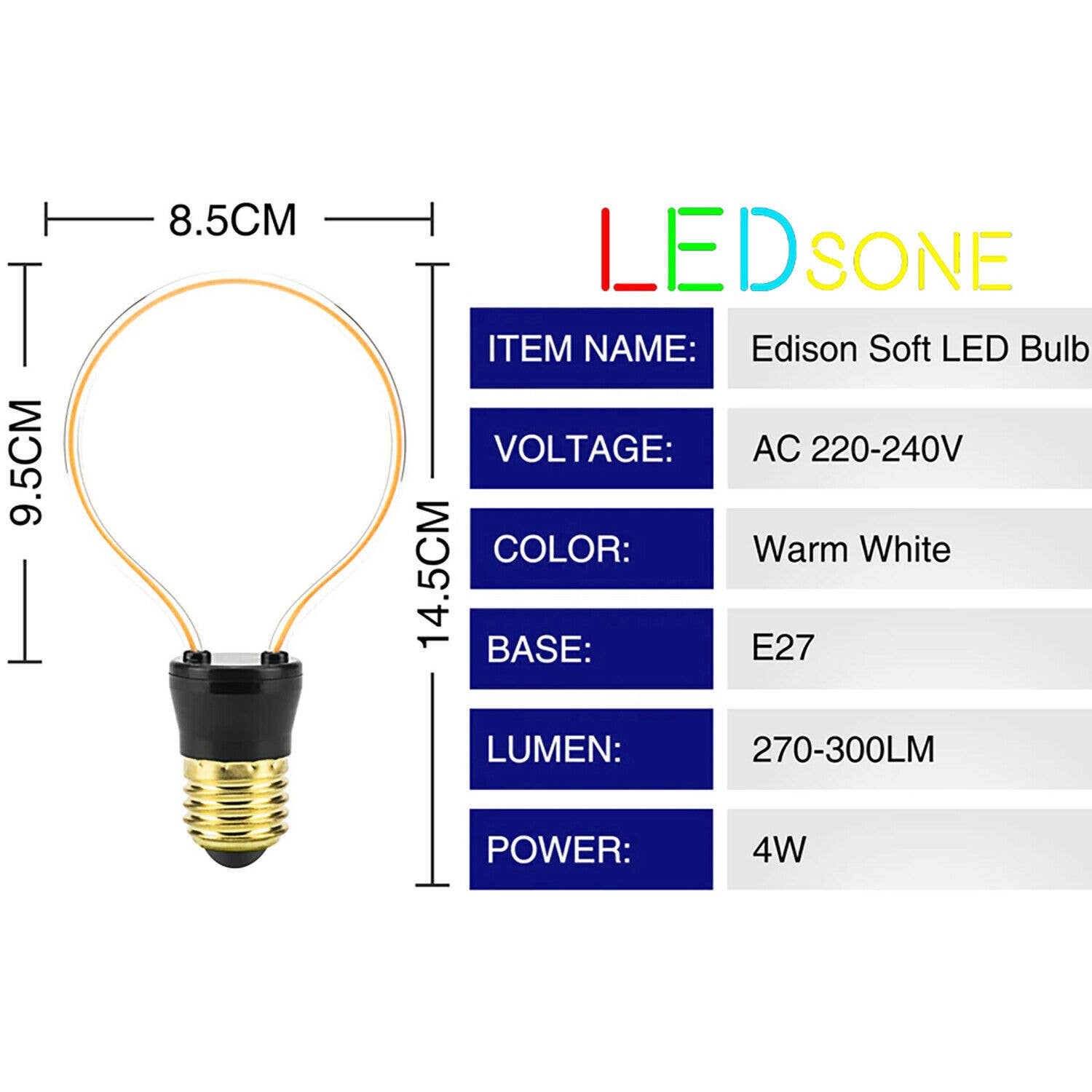 Ledsone - Wholesale Light Bulb/Puck - Vintage LED 4W Soft Filament E27 Decorative Industrial Light3