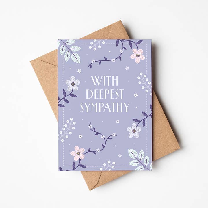 'With Deepest Sympathy' Lilac Floral Sympathy Card for wholesale by Jess A Little Creative