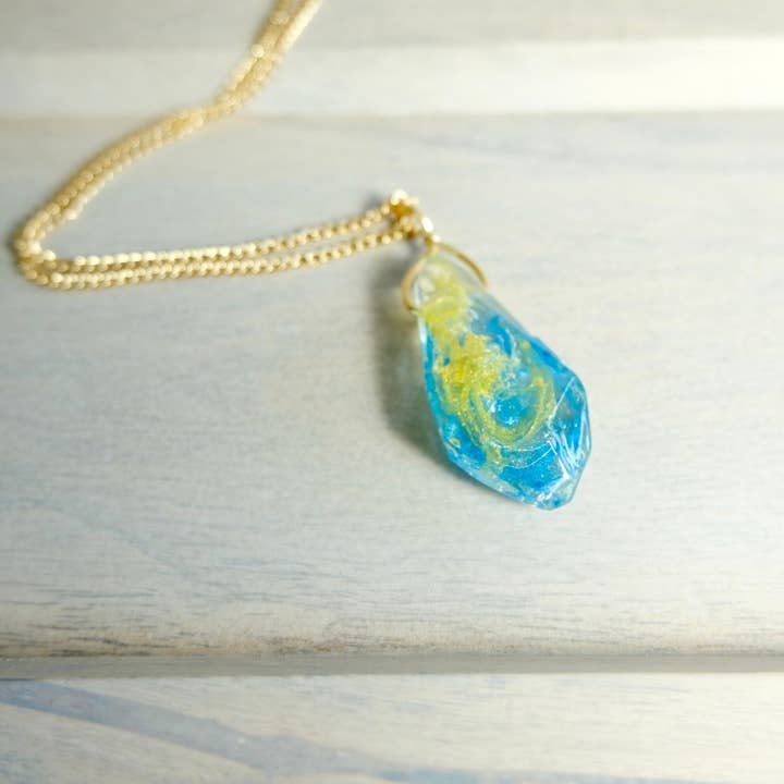 BlueButterflyBazaar - Wholesale Pendant/Charm Necklace - Reylo Kyber Crystal Necklace Yellow and Blue for Rey and Ben Solo crystal Star Wars Gift
