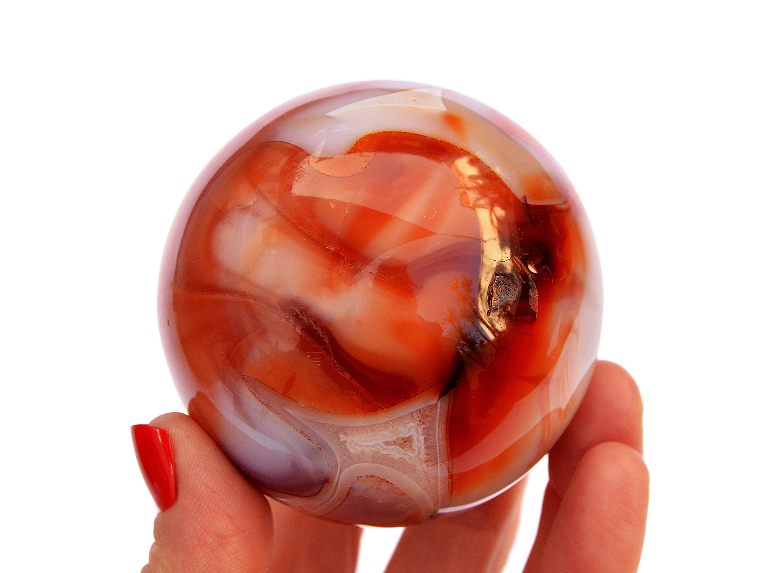 Kaia & Crystals - Wholesale Spiritual Stone/Crystal - Carnelian Sphere Stone (5-6 Pcs) - (45mm - 65mm) 1 kg Lot6
