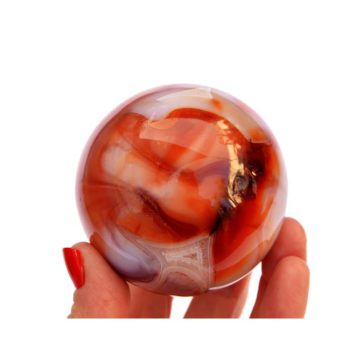 Kaia & Crystals - Wholesale Spiritual Stone/Crystal - Carnelian Sphere Stone (5-6 Pcs) - (45mm - 65mm) 1 kg Lot6