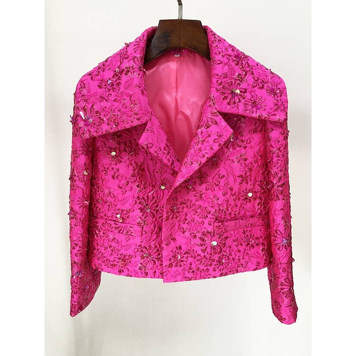 JK023 Jacquard Women Sequin Beading Blazer for wholesale by Productseeker