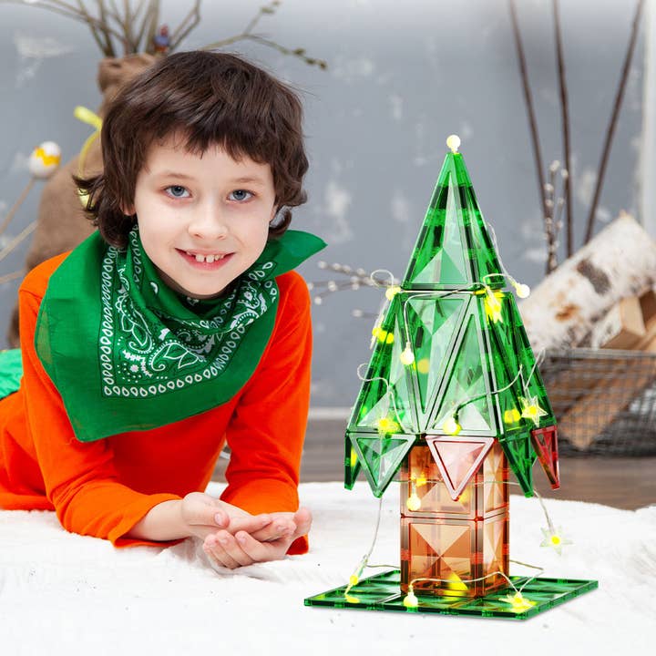 PicassoTiles - Wholesale Toy Set - Kids - Christmas Tree Magnet Building Tiles - 106 Pieces