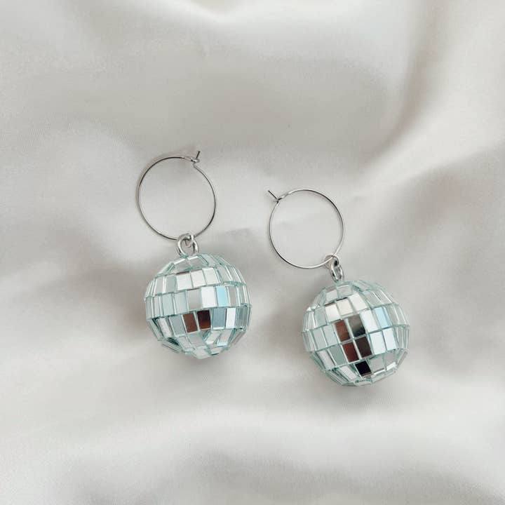 Golden Hour Designs - Wholesale Dangle Earrings - Disco Ball Hoops1