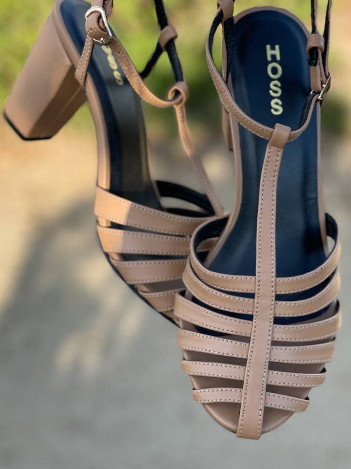 HOSS Cage Block Heel - Camel for wholesale by HOSS