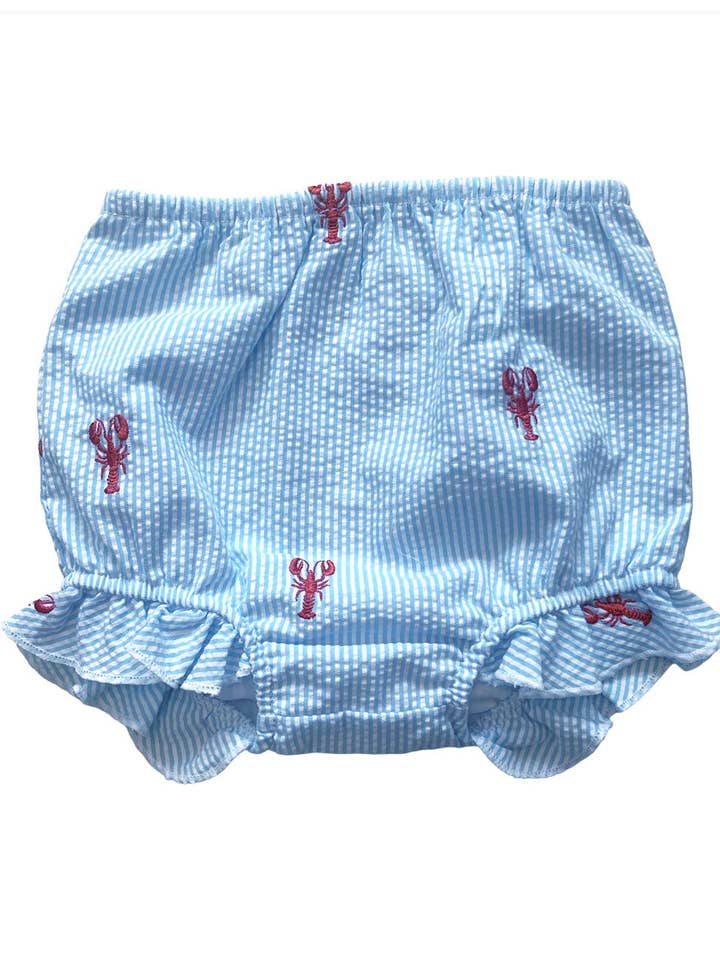 Braguitas de bebé de seersucker turquesa con langostas rojas para venta al por mayor de Piping Prints