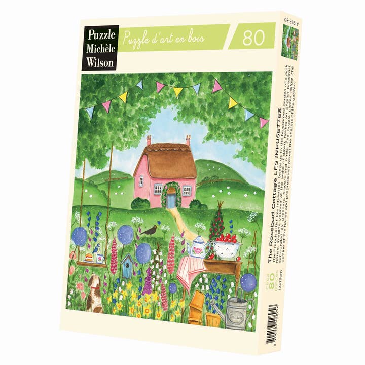 Puzzle d'art en bois 80 pièces - Le cottage bouton de rose pour la vente par Wilson Jeux