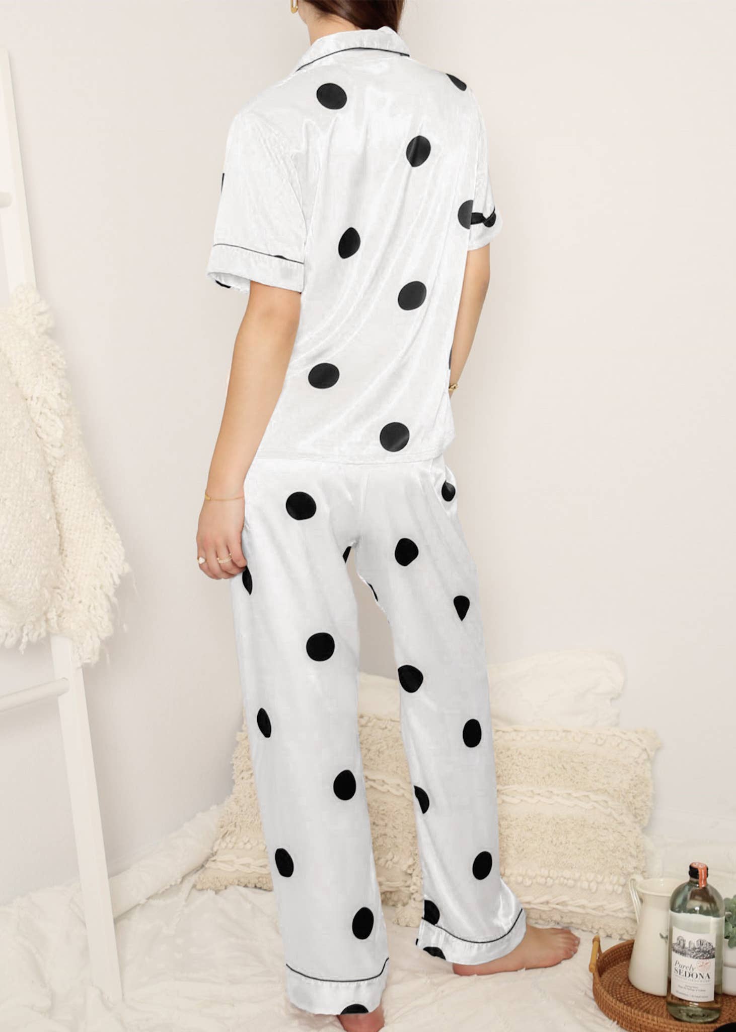 Anna Kaci Wholesale - Wholesale Sleepwear set – Women's - Multi 4 Piece Polka Dot Lounge Pajama Set12