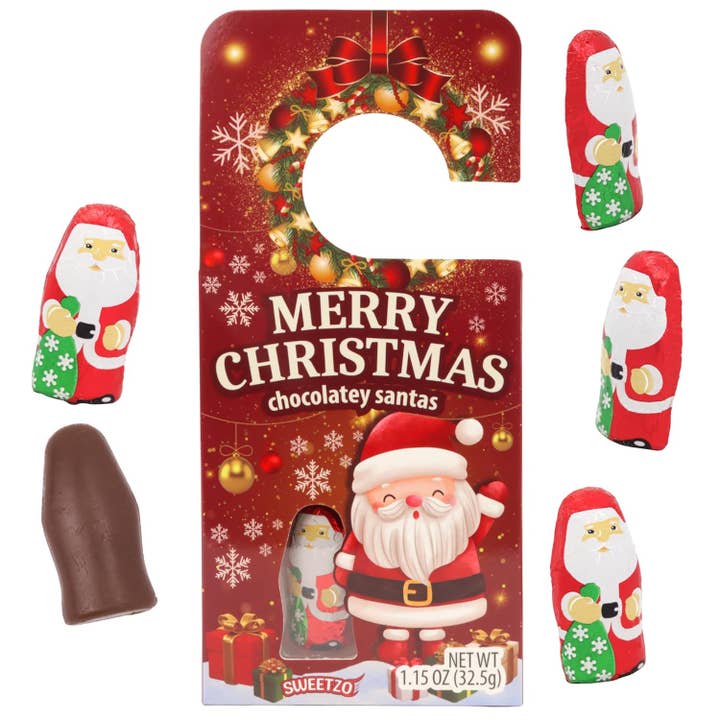 Christmas Chocolatey Santas Door Hanger, Great Gift, 1.15 oz for wholesale by Needzo Inc