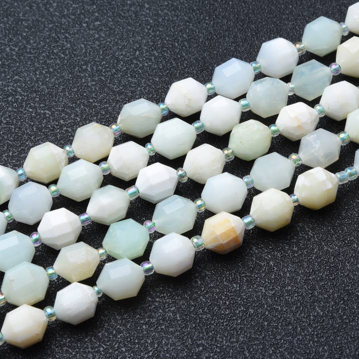 Beads Creation - Wholesale Beads - Opalite Faceted Prism Cut Gemstone Beads Strand GRN6362