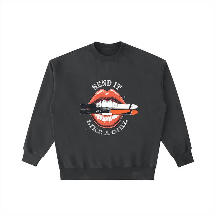 Send It Like A Girl Ski Vintage Heavyweight Sweatshirt for wholesale by LIKE A GIRL CLUB