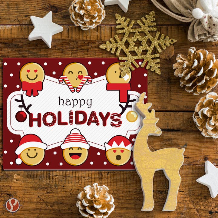 Fine Cardstock - Venta al por mayor Tarjetas de felicitación de Navidad - Tarjetas de felicitación con emojis de felices fiestas 2025, juego de 25