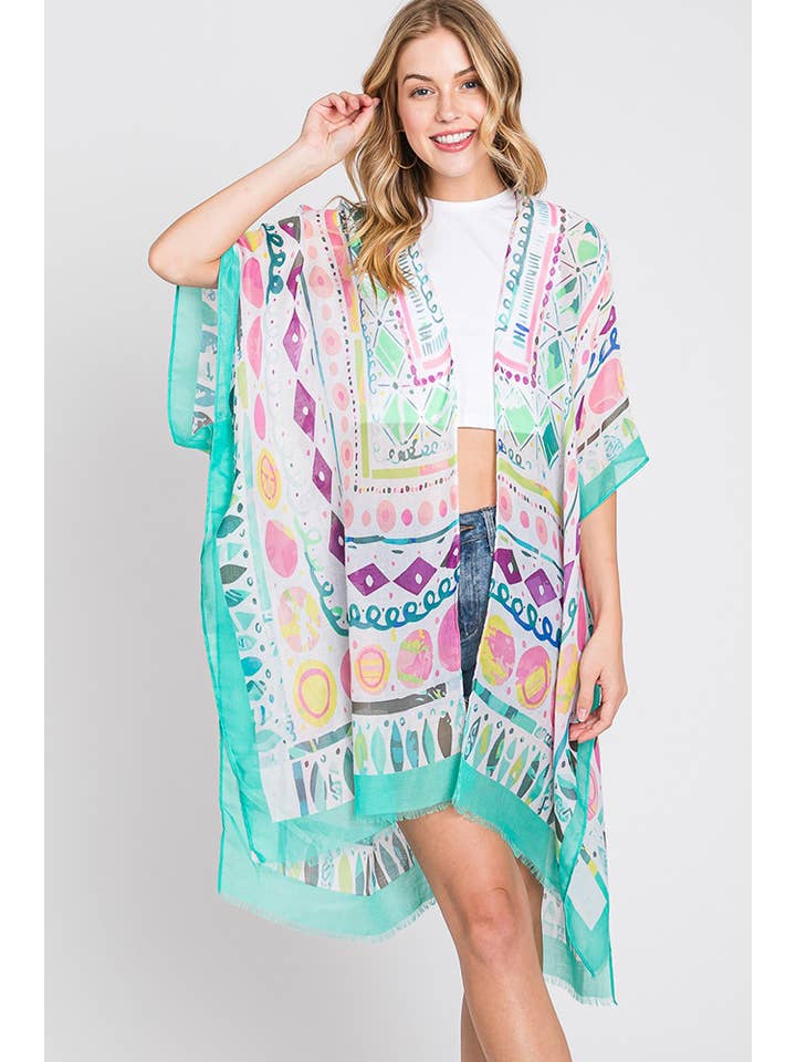 Hana - Vendita all'ingrosso Kimono - Donna - Kimono estivo con stampa geometrica boho ad acquerello30