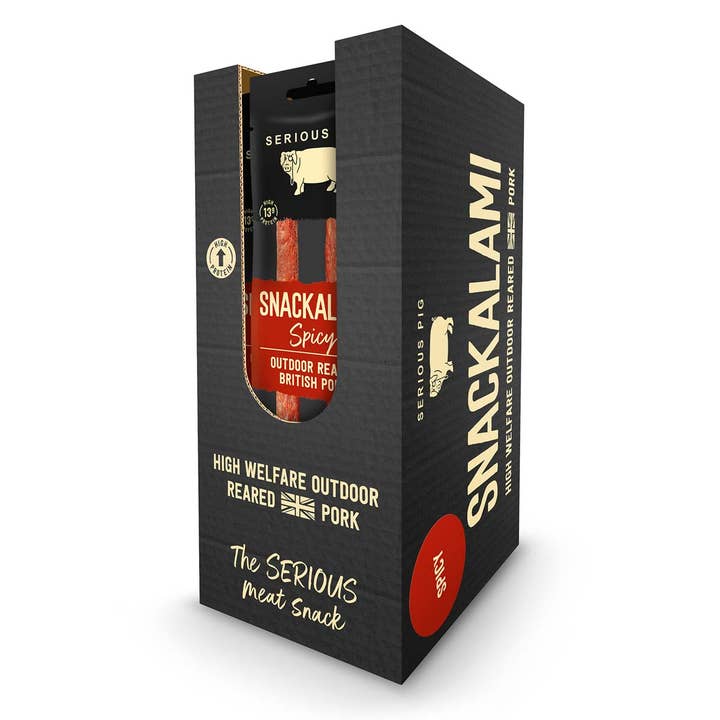 Serious Pig - Wholesale Jerky - Snackalami 'Spicy' (shelf-ready box of 24 x 30g)