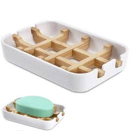 Eco friendly biodegradable bamboo soap dish for wholesale by Howells Wood Products