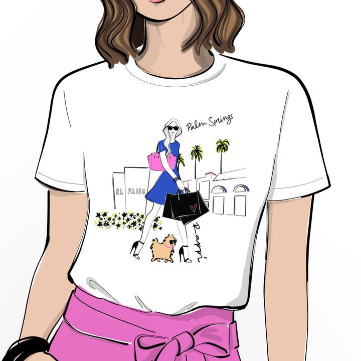 Palm Springs El Paseo Crewneck Graphic Tee for wholesale by Rappi Palm Springs