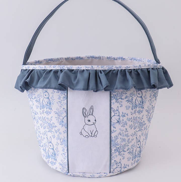 Aspen Rain Boutique - Wholesale Basket - Kids & Baby - Blue bunny floral ruffle basket