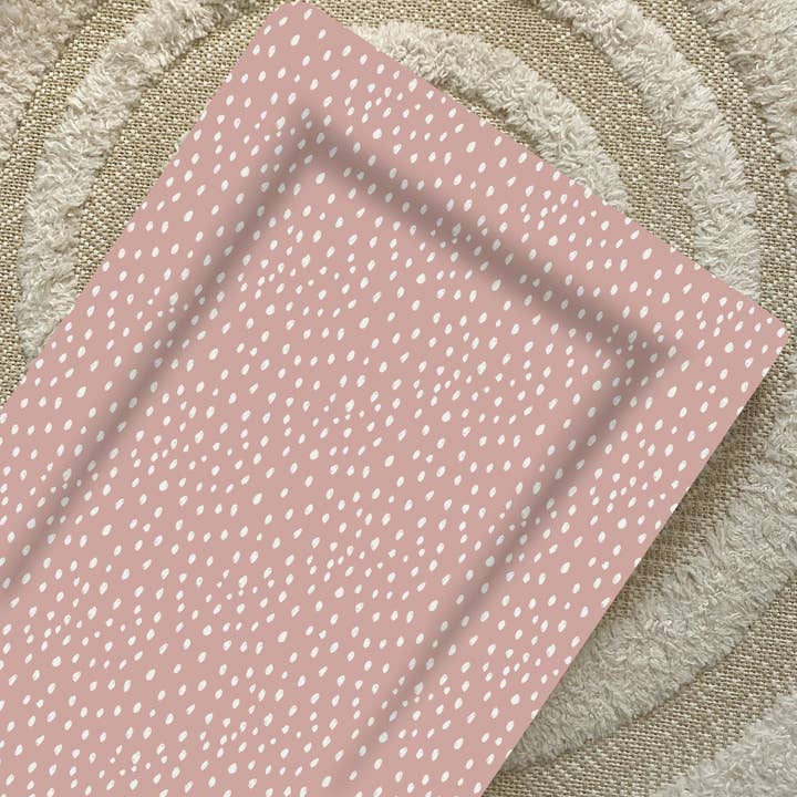 Baby Changing Mat | Dusky Pink Spots Print | Handmade UK for wholesale by Bobbin and Bumble - Baby Changing Mats