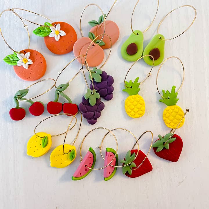 Clay Lab Creations - Wholesale Hoop Earrings - Fruit Hoop Earrings9