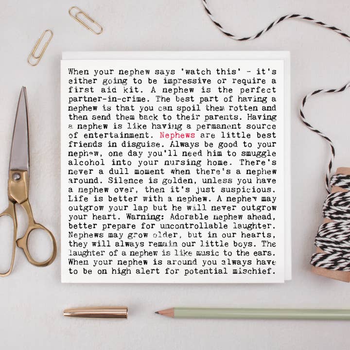 Biglietto di auguri per il nipote con citazioni per la vendita all'ingrosso da parte di Coulson Macleod (U.S. Duties Paid)