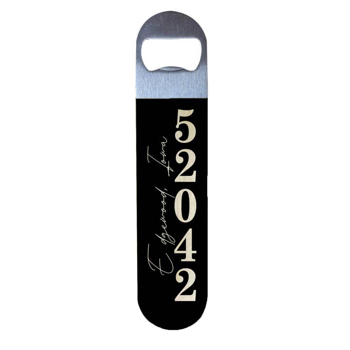 Kendrick Home - Wholesale Bottle/Wine Opener - Personalized Black Zip City State Bottle Opener