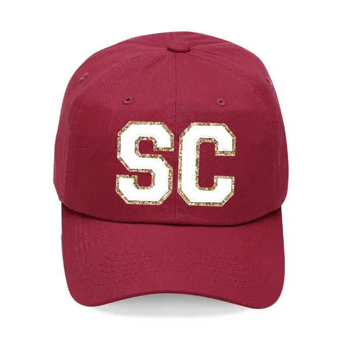 Creme SC Varsity Letter Garnet Cap for wholesale by Viv&Lou
