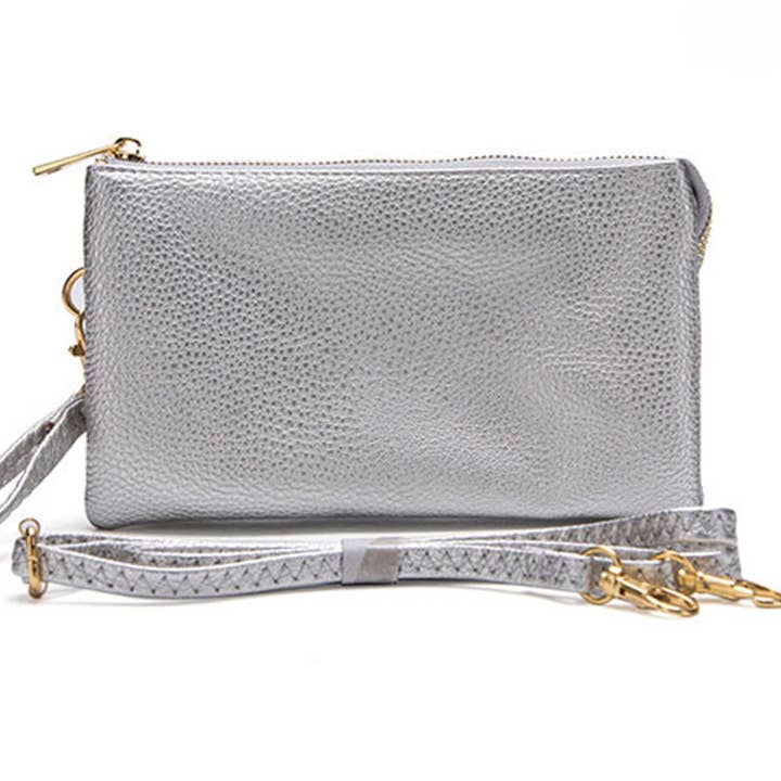 Fashion City - Wholesale Clutch Bag - Women's - Middle Clutch With Shoulder Strap Metallics