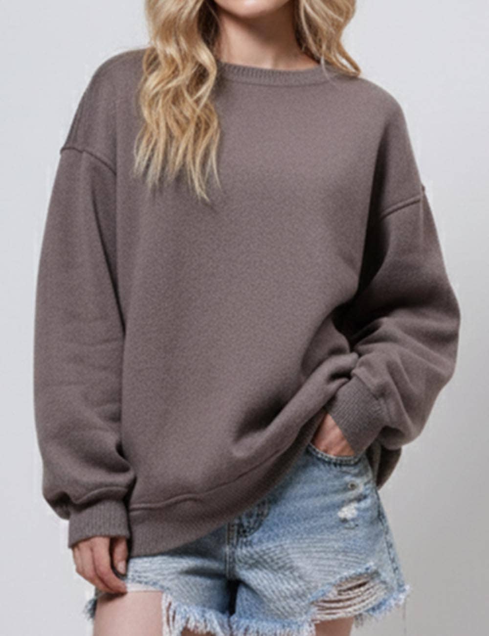 Sweetkama - Venta al por mayor Sudadera - Mujer - Top ajustado de manga larga y cuello redondo para mujer H662019