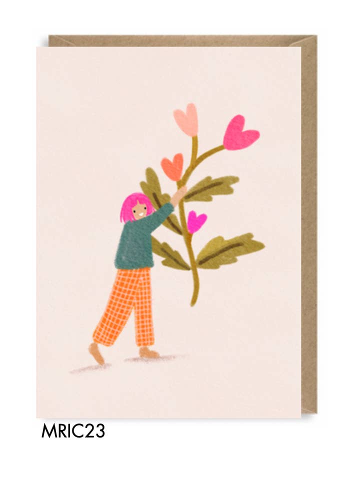 NIÑA SOSTENIENDO FLORES EN FORMA DE CORAZÓN para venta al por mayor de Martha Ratcliff Illustration