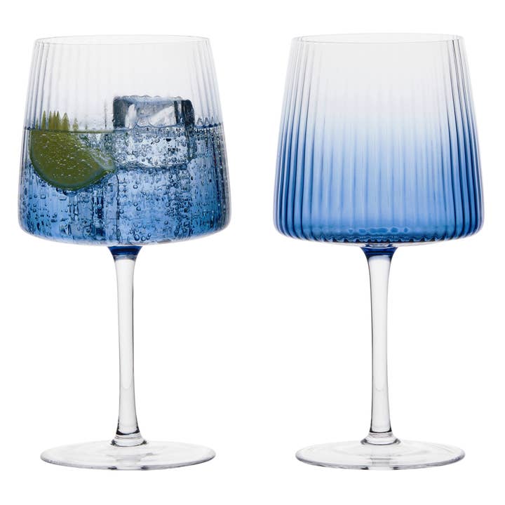 Set of 2 Empire Gin Glasses Blue for wholesale by The DRH Collection Ltd