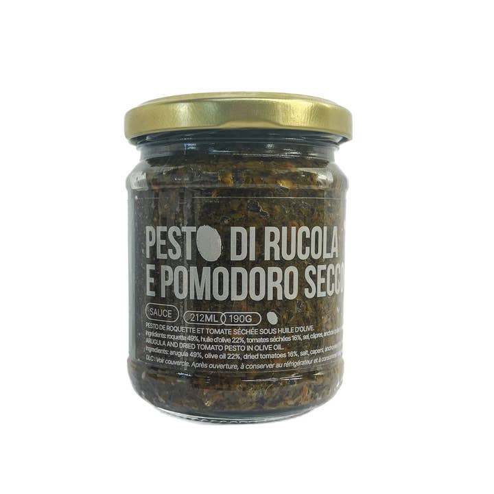 Pesto di rucola e pomodoro secco - Pesto de roquette et tomate séchée sous huile d'olive (190g) pour la vente par OLIO DI SERRA