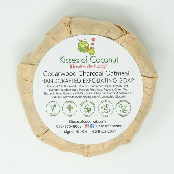 Cederträ träkol exfolierande tvål för wholesale av Kisses of Coconut