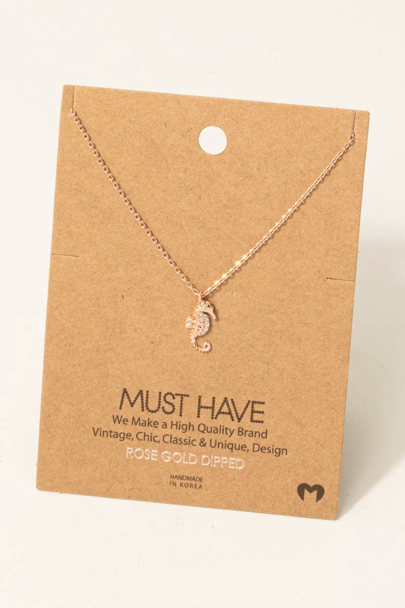 Fame Accessories – Engroshandel Halskæde med vedhæng – Gulddyppet Pave Sea Horse vedhæng halskæde3