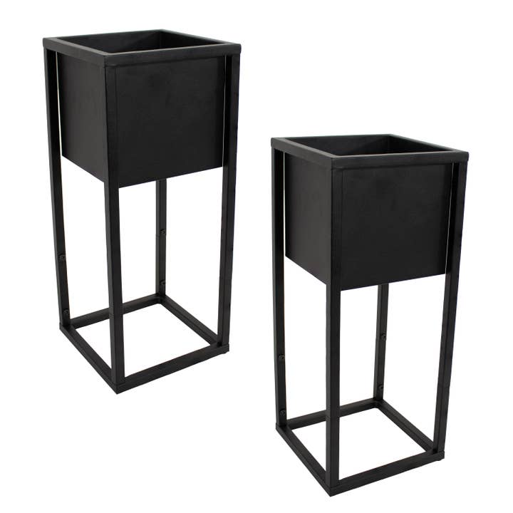 Sunnydaze Decor - Wholesale Plant Pot - Modern Simplicity 20 in Elevated Planter - Black - 2-Pack