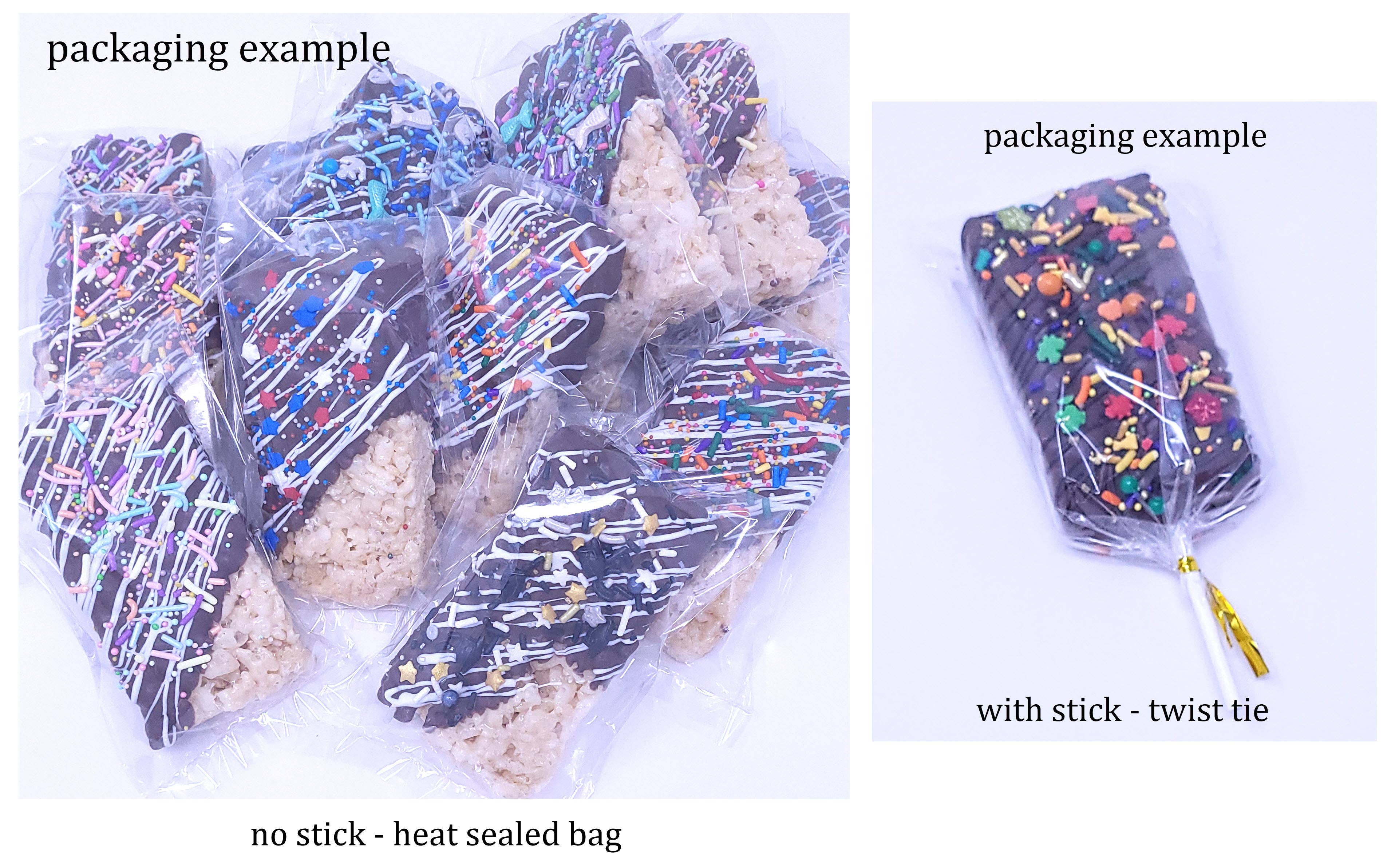 Wild Angel Treats, LLC – wholesale Chokladtäckta godisar – Chokladdoppad Rice Krispie Treat - välj tema/färg3