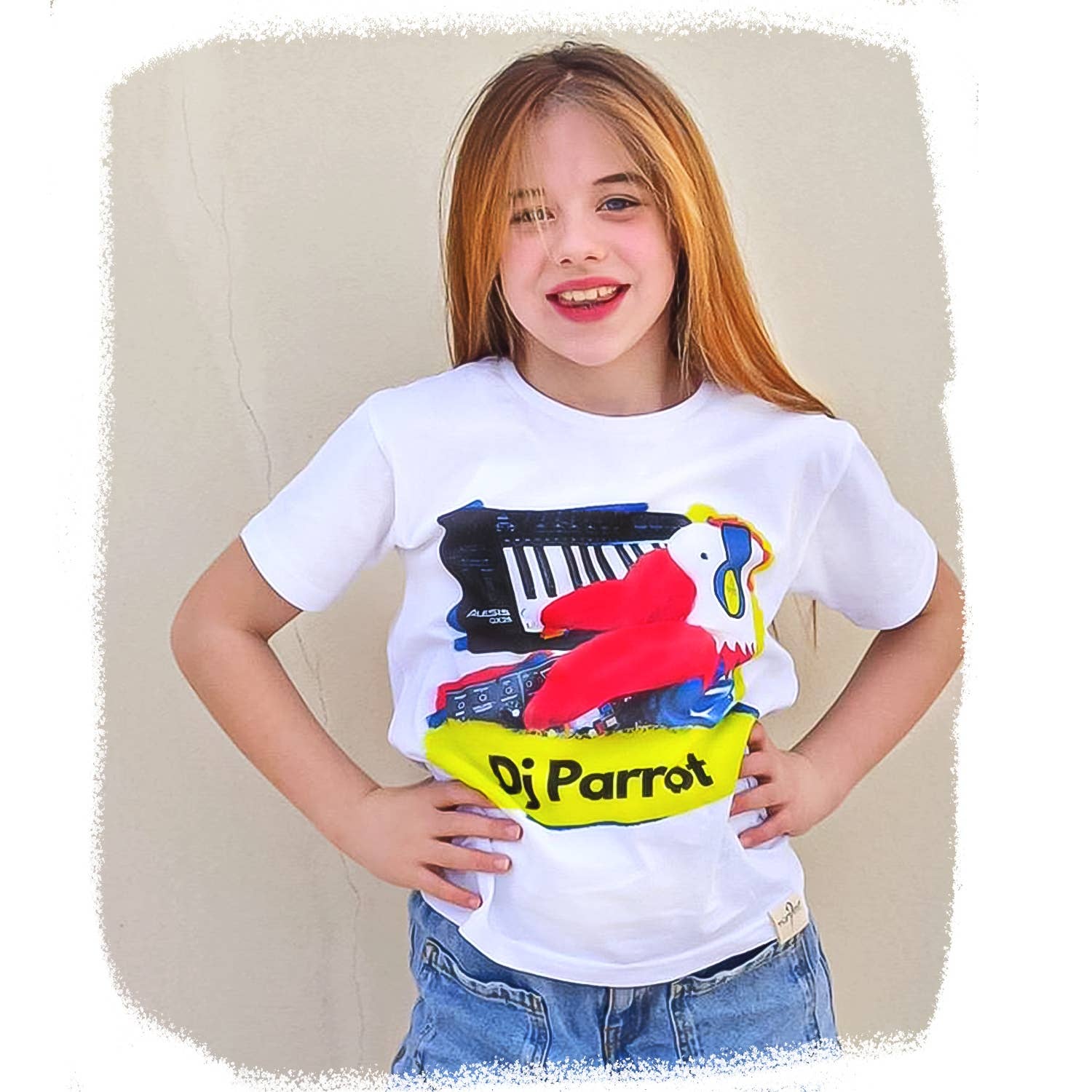 Tundem - Wholesale Screen Printed T-Shirt - Kids - Graphic T-Shirt, DJ Parrot, children, 100% cotton, made Italy1