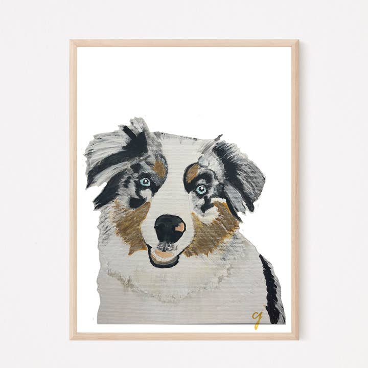 Eve the Australian Shepherd | Obra de arte do berçário | Imprimir por atacado de claire jordan designs
