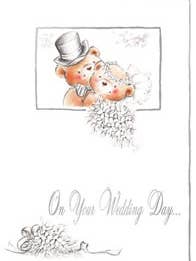 Carte de mariage fantaisiste en forme d'ours pour la mariée et le marié 04373 pour la vente par Carol Wilson Fine Arts Inc./For Arts Sake