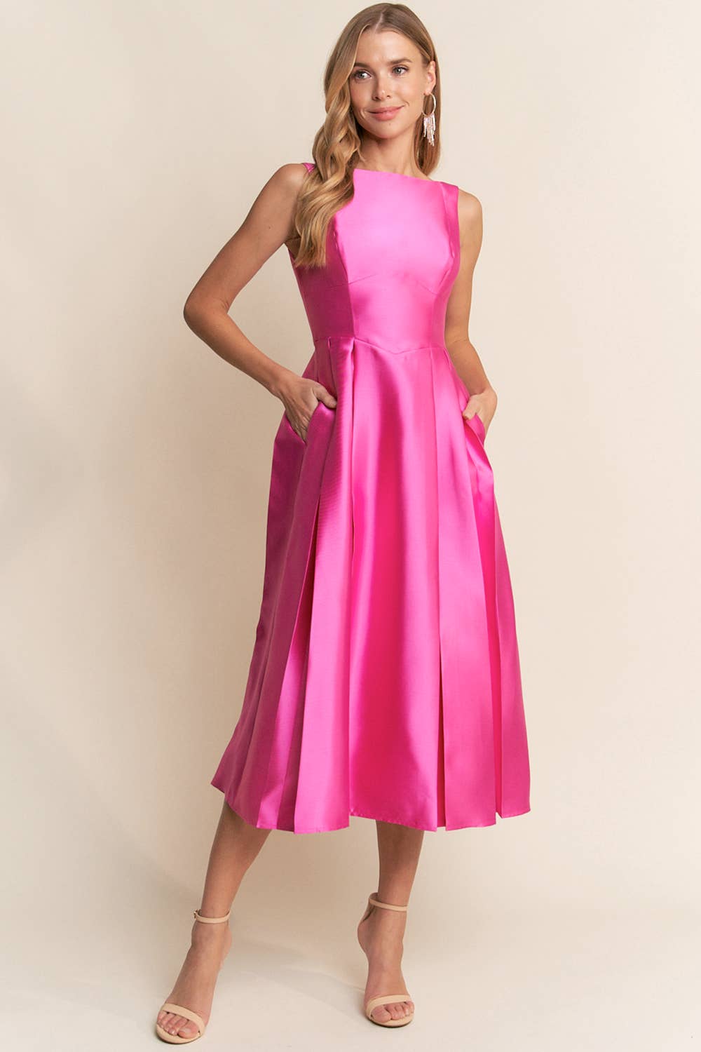 Maniju – Engroshandel Kjole - Dame – Taffeta midi-kjole med lommer11